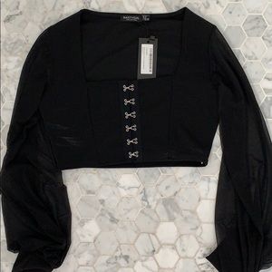 Super cute Nasty Gal black peasant long sleeve top
